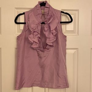 J. Crew purple silk ruffle blouse
